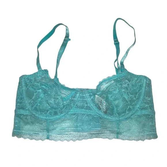 Women’s Free People Intimately Aqua Blue Lace Bralette Size 34C - Picture 1 of 3